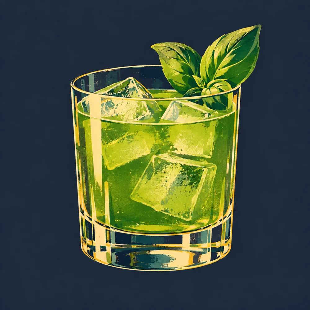 Gin Basil Smash: KI-generierte Illustration