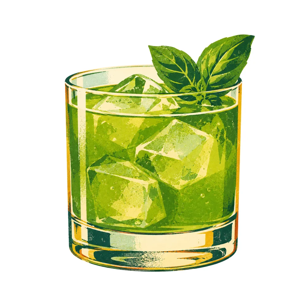 Gin Basil Smash: KI-generierte Illustration